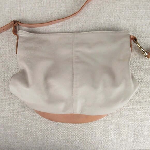 Carpetbags of America Handbags - COA Carpetbags Of America Bone Medium Leather Bucket Bag Natural Trim Gold